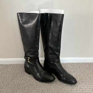 Lauren Ralph Lauren Micah Black Burnished Calf Riding Boots